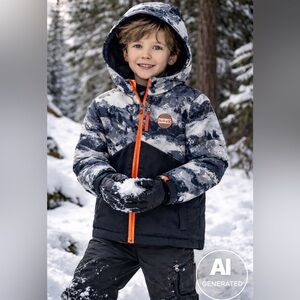 Hurley Kids' Black and Orange Mountain Jacket (size 5/6)